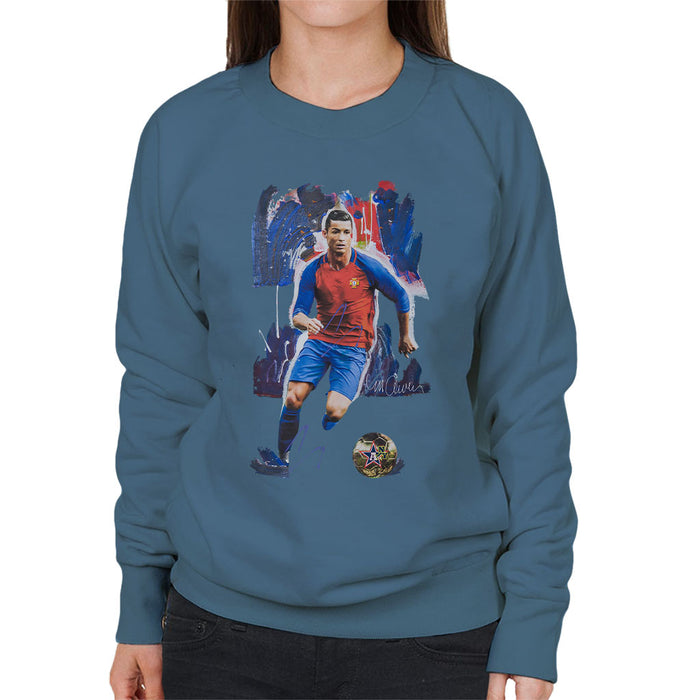 Sidney Maurer Original Portrait Of Cristiano Ronaldo Women's Sweatshirt