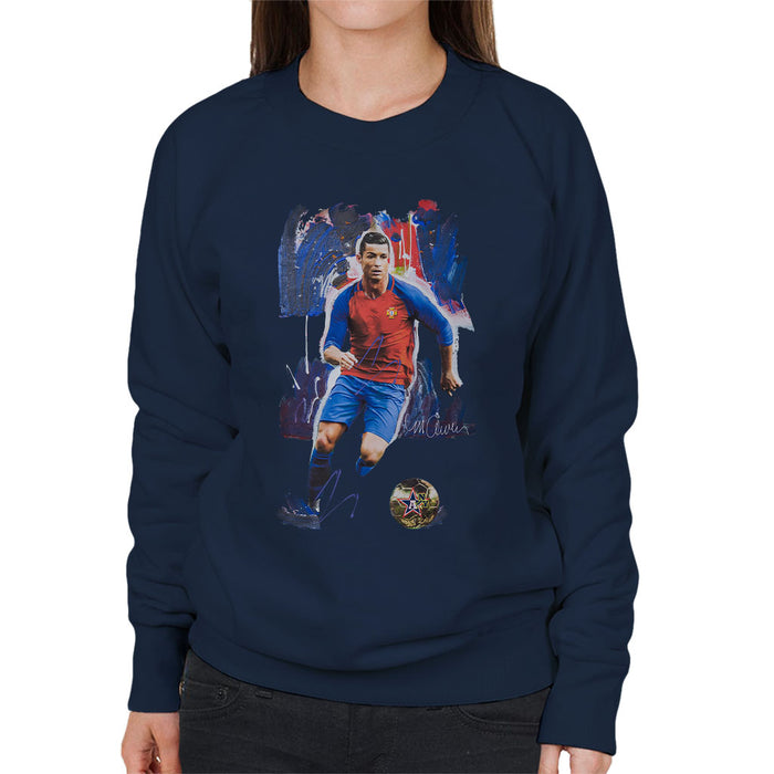 Sidney Maurer Original Portrait Of Cristiano Ronaldo Women's Sweatshirt