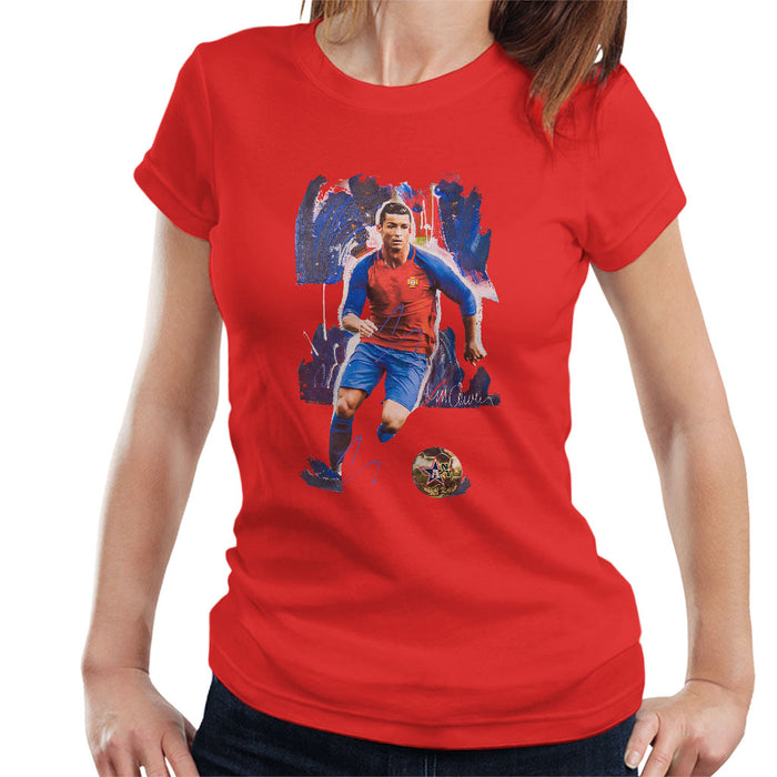 Sidney Maurer Original Portrait Of Cristiano Ronaldo Women's T-Shirt