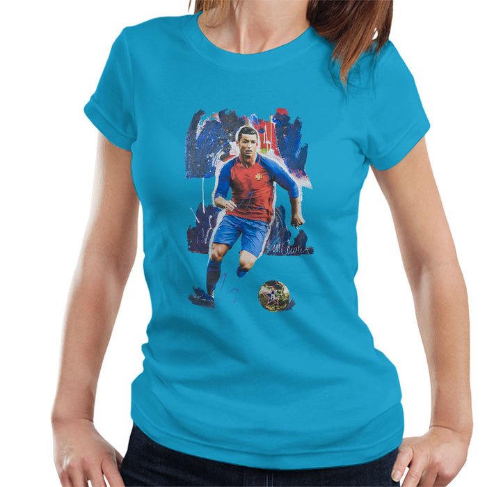 Sidney Maurer Original Portrait Of Cristiano Ronaldo Women's T-Shirt