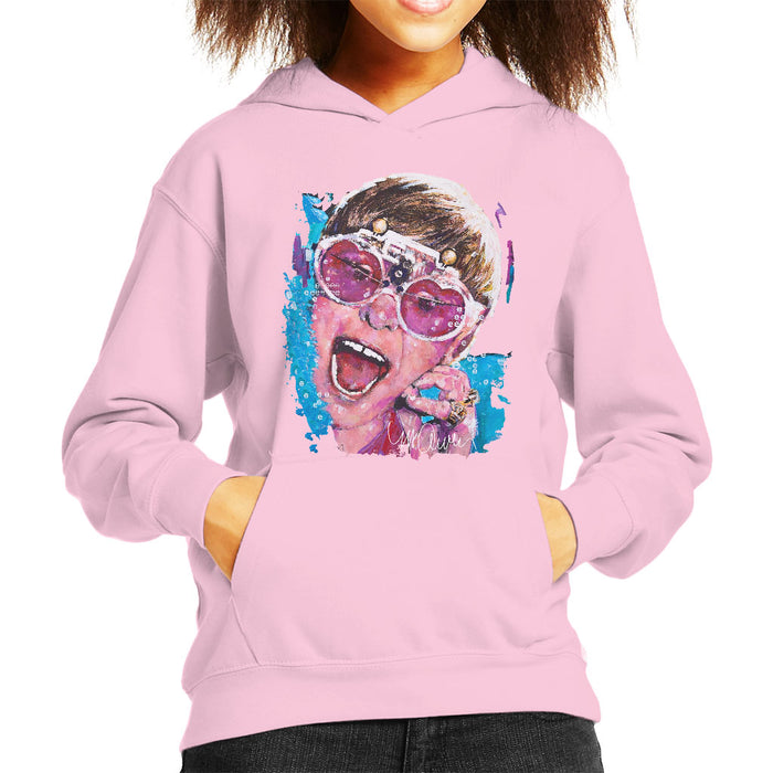 Sidney Maurer Original Portrait Of Elton John Pink Glasses Kid's Hooded Sweatshirt