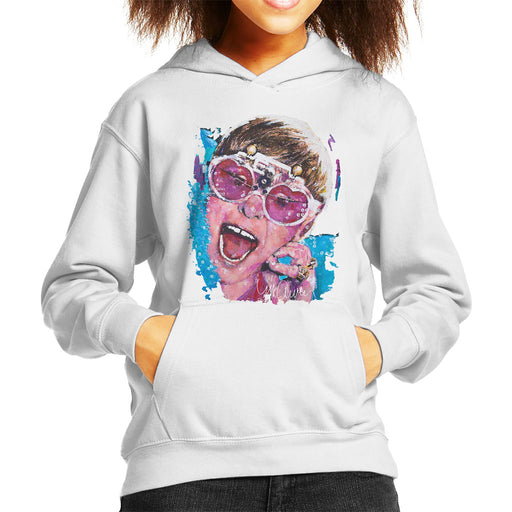 Sidney Maurer Original Portrait Of Elton John Pink Glasses Kid's Hooded Sweatshirt