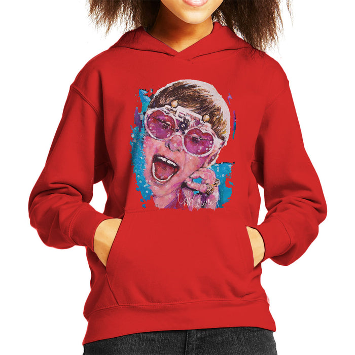 Sidney Maurer Original Portrait Of Elton John Pink Glasses Kid's Hooded Sweatshirt