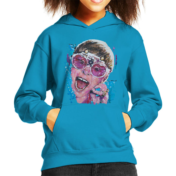 Sidney Maurer Original Portrait Of Elton John Pink Glasses Kid's Hooded Sweatshirt
