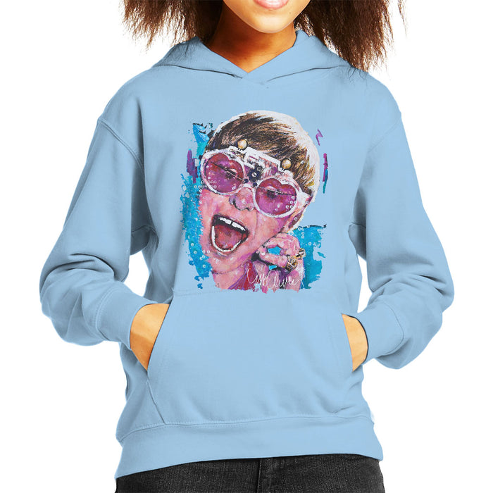 Sidney Maurer Original Portrait Of Elton John Pink Glasses Kid's Hooded Sweatshirt