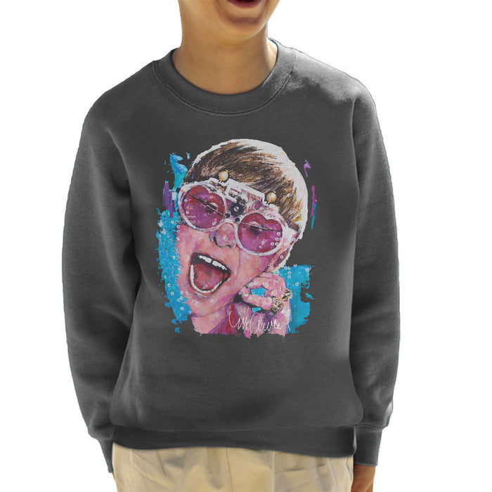 Sidney Maurer Original Portrait Of Elton John Pink Glasses Kid's Sweatshirt
