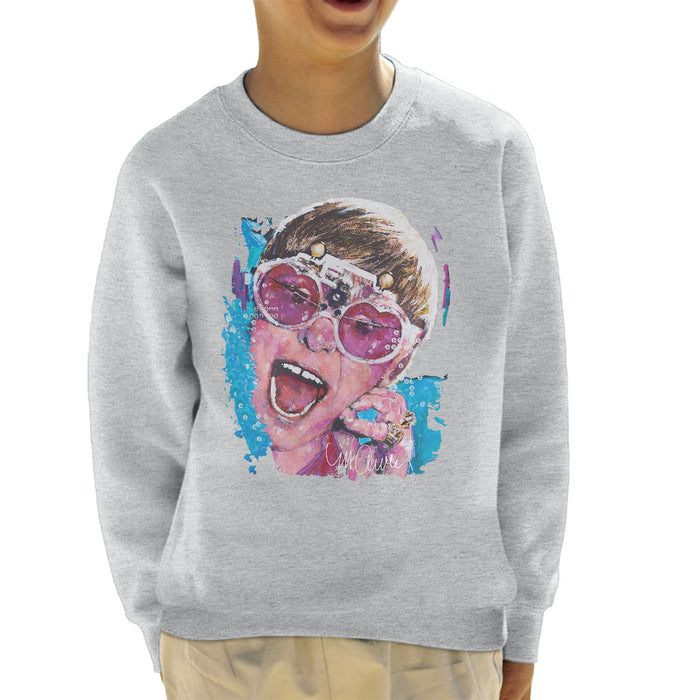 Sidney Maurer Original Portrait Of Elton John Pink Glasses Kid's Sweatshirt