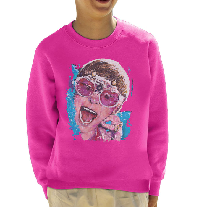 Sidney Maurer Original Portrait Of Elton John Pink Glasses Kid's Sweatshirt