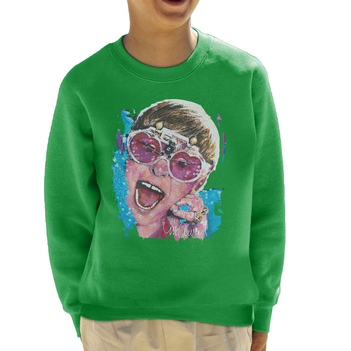 Sidney Maurer Original Portrait Of Elton John Pink Glasses Kid's Sweatshirt