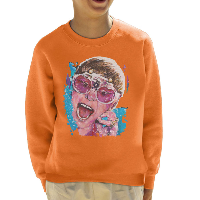 Sidney Maurer Original Portrait Of Elton John Pink Glasses Kid's Sweatshirt