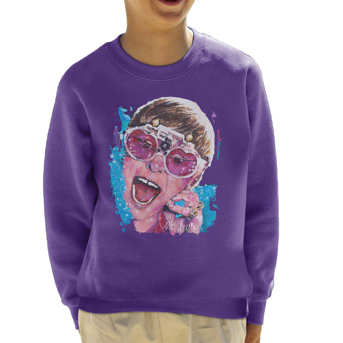 Sidney Maurer Original Portrait Of Elton John Pink Glasses Kid's Sweatshirt