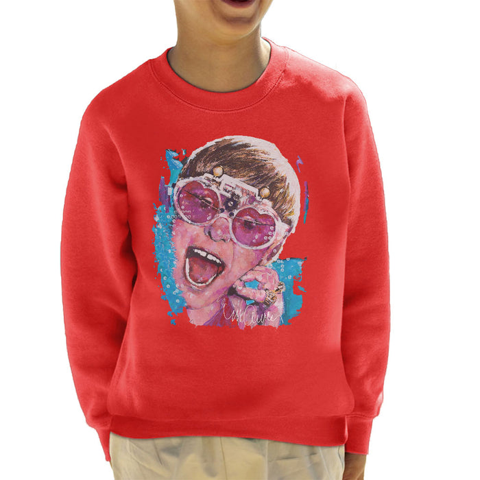 Sidney Maurer Original Portrait Of Elton John Pink Glasses Kid's Sweatshirt