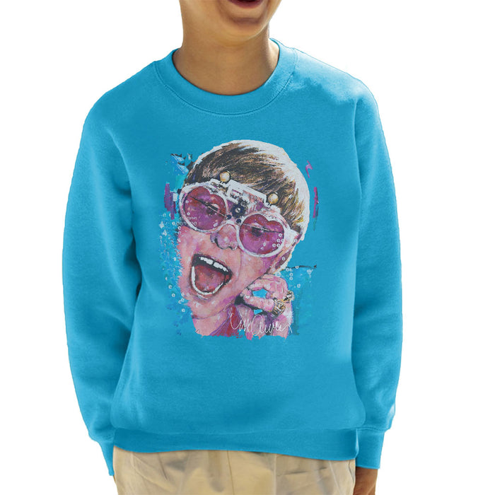 Sidney Maurer Original Portrait Of Elton John Pink Glasses Kid's Sweatshirt