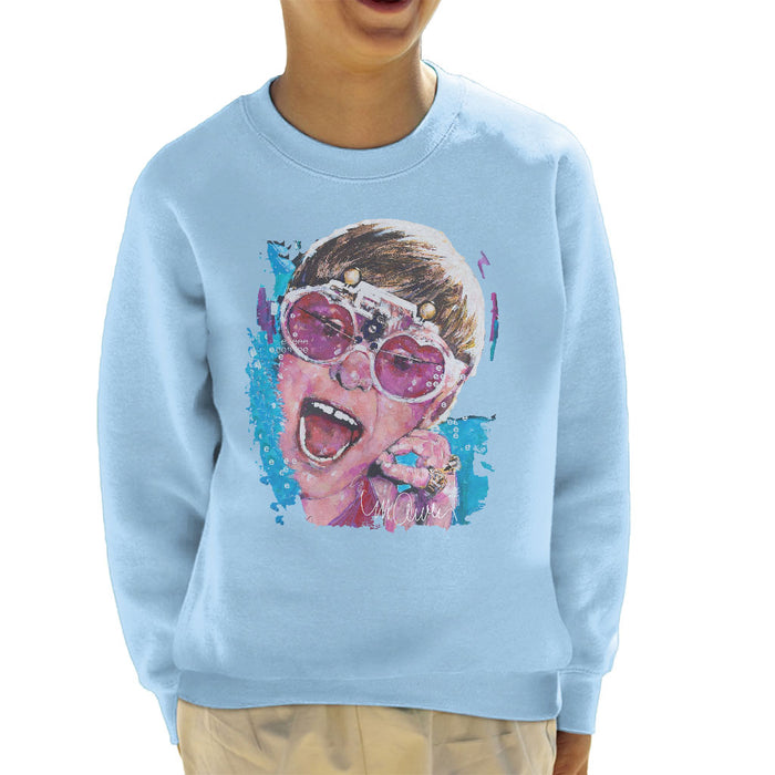 Sidney Maurer Original Portrait Of Elton John Pink Glasses Kid's Sweatshirt
