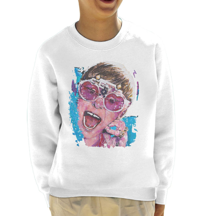 Sidney Maurer Original Portrait Of Elton John Pink Glasses Kid's Sweatshirt