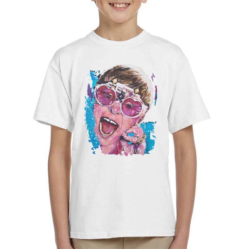 Sidney Maurer Original Portrait Of Elton John Pink Glasses Kid's T-Shirt