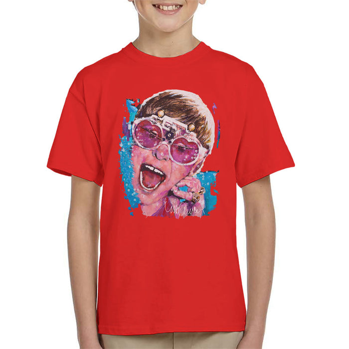 Sidney Maurer Original Portrait Of Elton John Pink Glasses Kid's T-Shirt