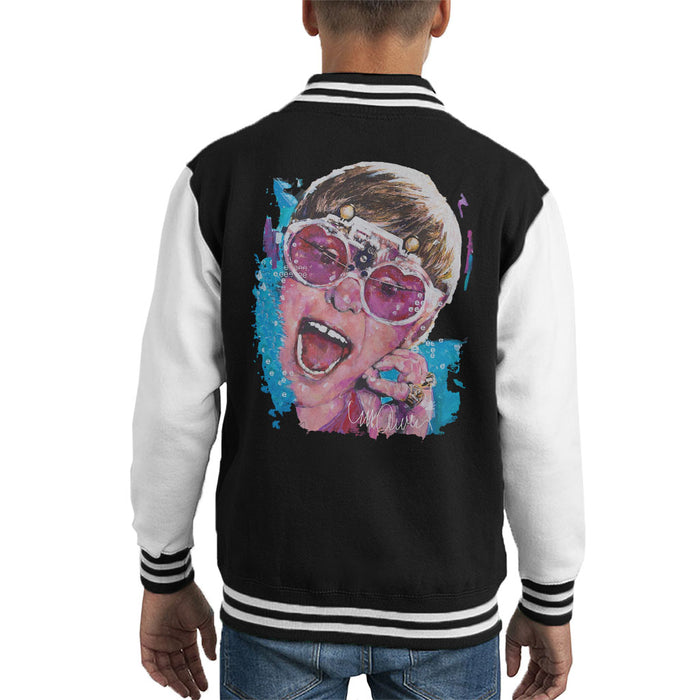 Sidney Maurer Original Portrait Of Elton John Pink Glasses Kid's Varsity Jacket