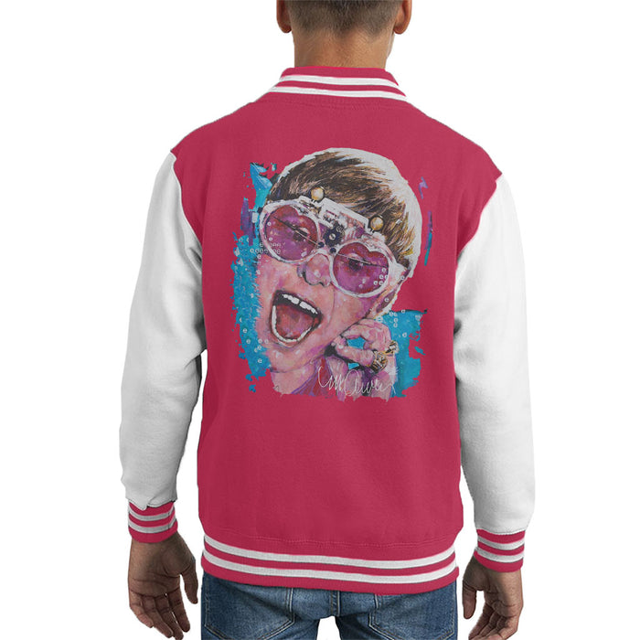 Sidney Maurer Original Portrait Of Elton John Pink Glasses Kid's Varsity Jacket