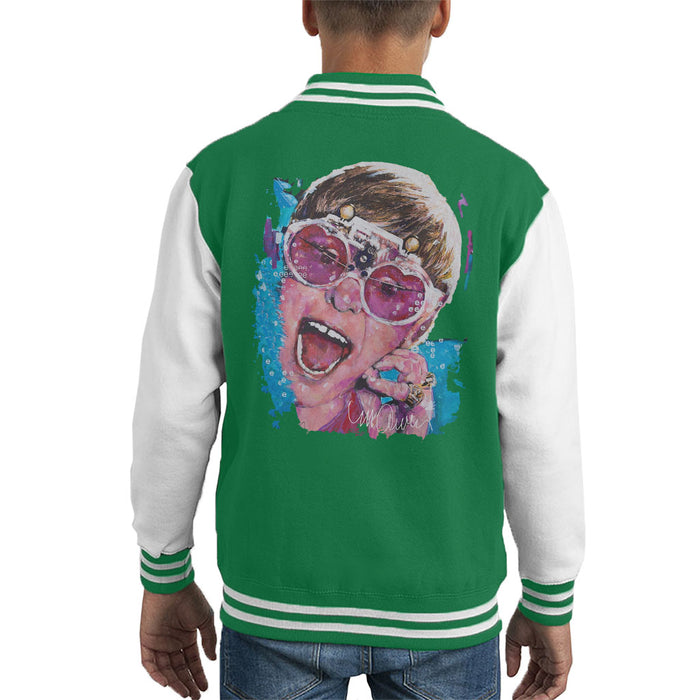 Sidney Maurer Original Portrait Of Elton John Pink Glasses Kid's Varsity Jacket