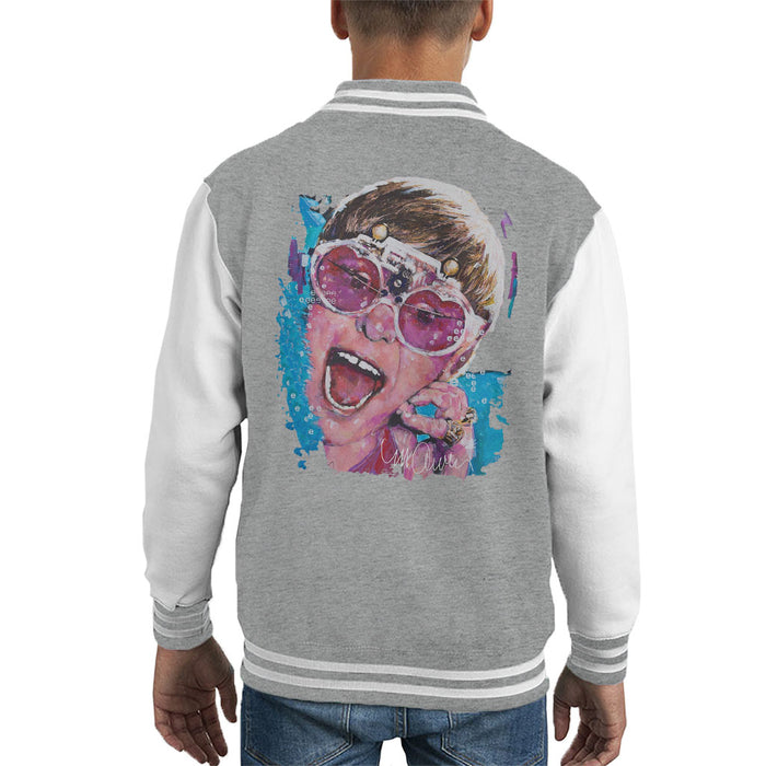 Sidney Maurer Original Portrait Of Elton John Pink Glasses Kid's Varsity Jacket