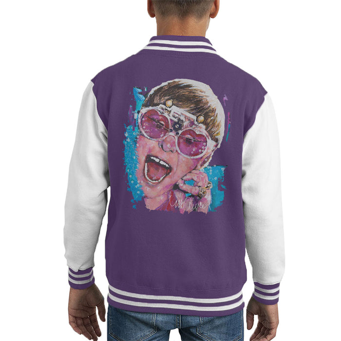 Sidney Maurer Original Portrait Of Elton John Pink Glasses Kid's Varsity Jacket
