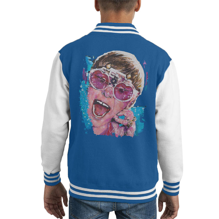 Sidney Maurer Original Portrait Of Elton John Pink Glasses Kid's Varsity Jacket