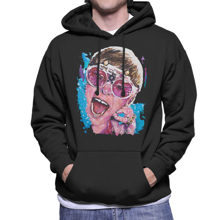 Sidney Maurer Original Portrait Of Elton John Pink Glasses Men's Hooded Sweatshirt
