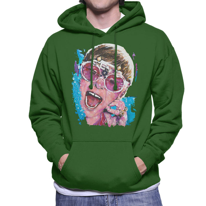 Sidney Maurer Original Portrait Of Elton John Pink Glasses Men's Hooded Sweatshirt