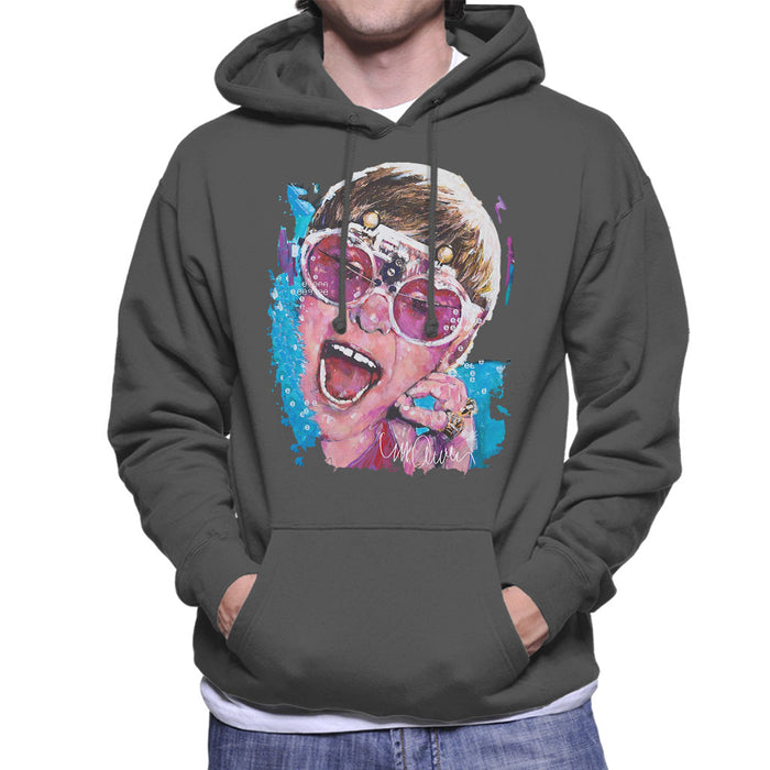 Sidney Maurer Original Portrait Of Elton John Pink Glasses Men's Hooded Sweatshirt