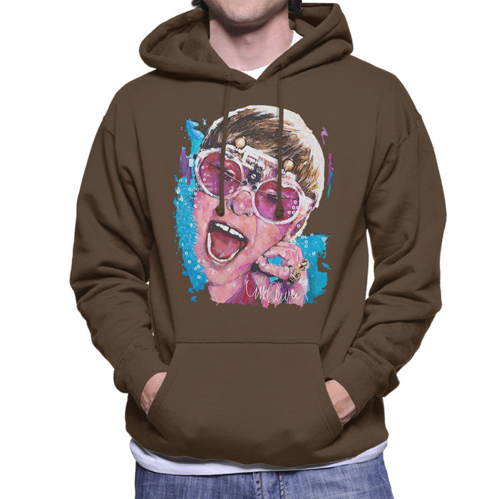 Sidney Maurer Original Portrait Of Elton John Pink Glasses Men's Hooded Sweatshirt
