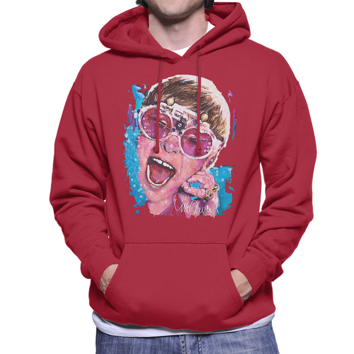 Sidney Maurer Original Portrait Of Elton John Pink Glasses Men's Hooded Sweatshirt