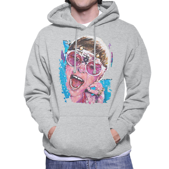 Sidney Maurer Original Portrait Of Elton John Pink Glasses Men's Hooded Sweatshirt