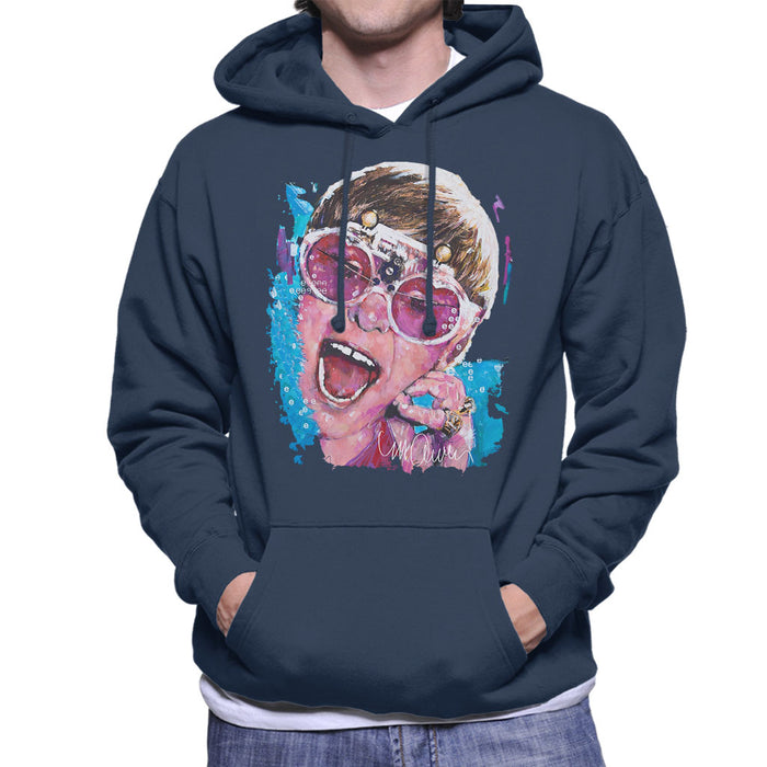 Sidney Maurer Original Portrait Of Elton John Pink Glasses Men's Hooded Sweatshirt