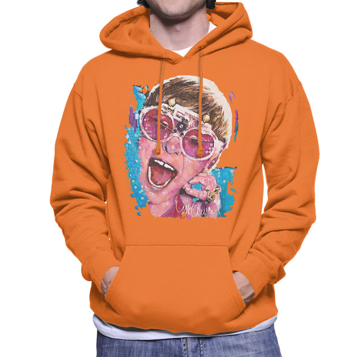 Sidney Maurer Original Portrait Of Elton John Pink Glasses Men's Hooded Sweatshirt