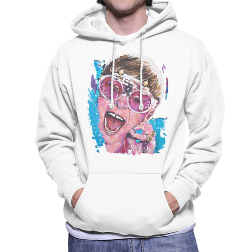 Sidney Maurer Original Portrait Of Elton John Pink Glasses Men's Hooded Sweatshirt