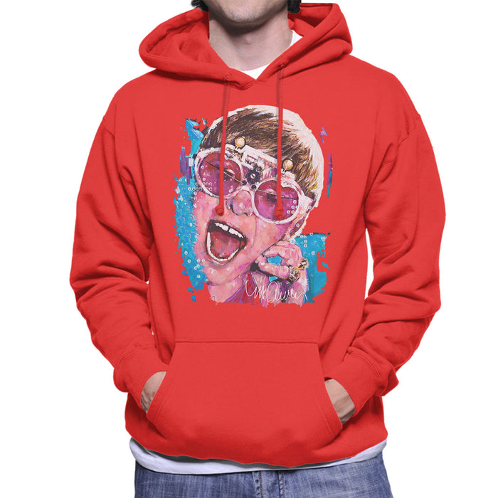 Sidney Maurer Original Portrait Of Elton John Pink Glasses Men's Hooded Sweatshirt