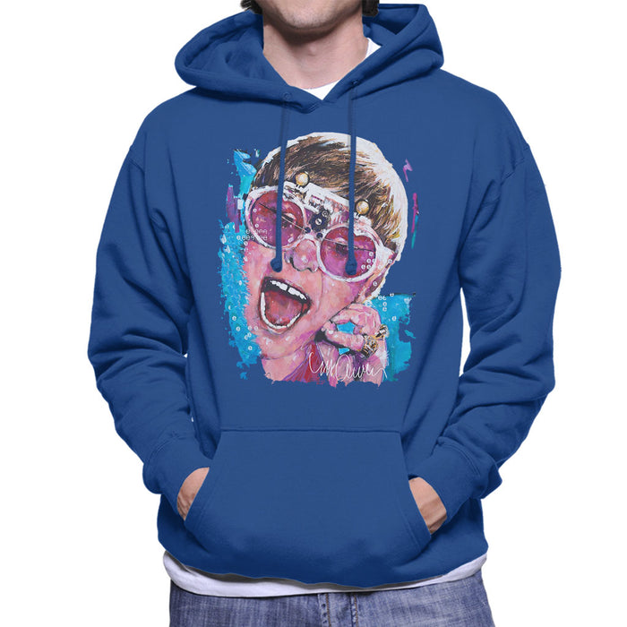 Sidney Maurer Original Portrait Of Elton John Pink Glasses Men's Hooded Sweatshirt
