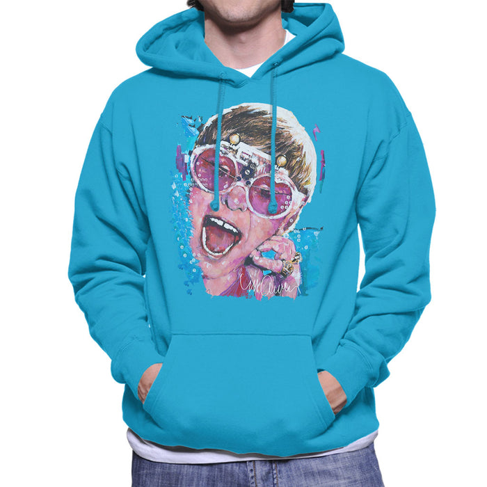Sidney Maurer Original Portrait Of Elton John Pink Glasses Men's Hooded Sweatshirt