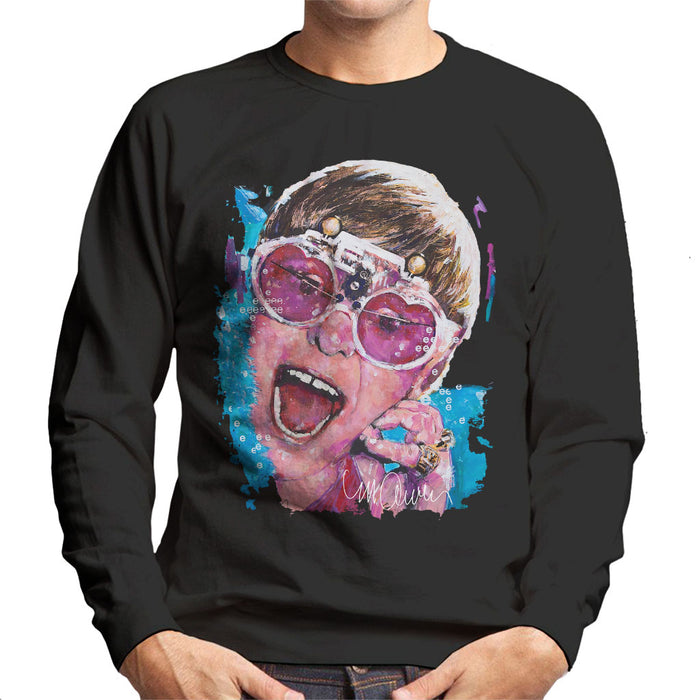 Sidney Maurer Original Portrait Of Elton John Pink Glasses Men's Sweatshirt