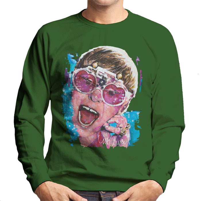 Sidney Maurer Original Portrait Of Elton John Pink Glasses Men's Sweatshirt