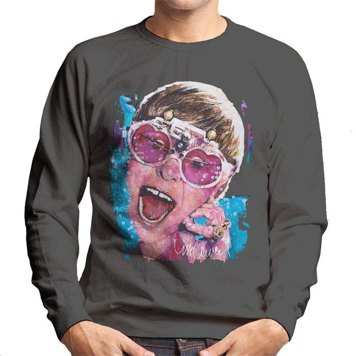Sidney Maurer Original Portrait Of Elton John Pink Glasses Men's Sweatshirt