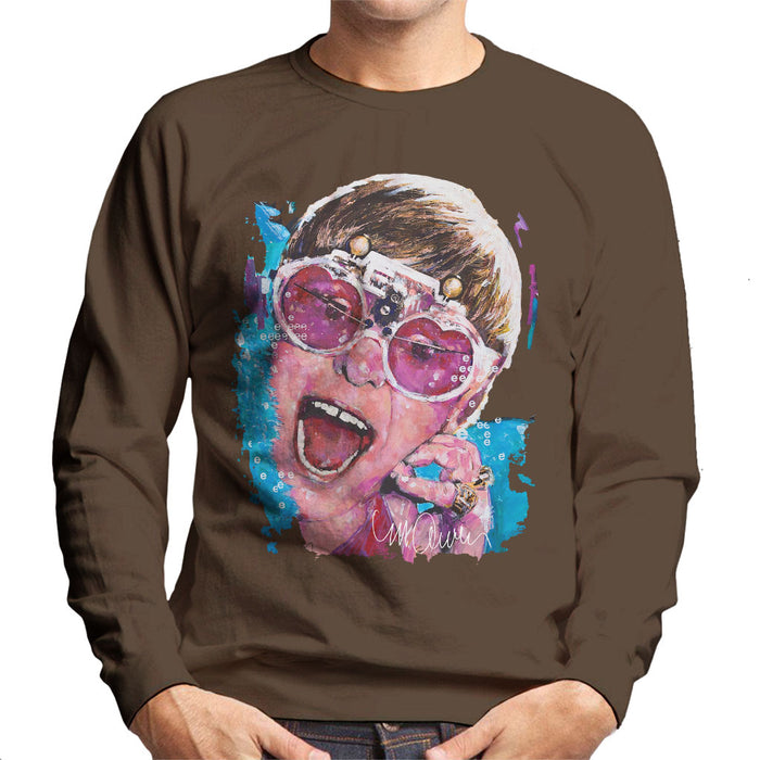 Sidney Maurer Original Portrait Of Elton John Pink Glasses Men's Sweatshirt