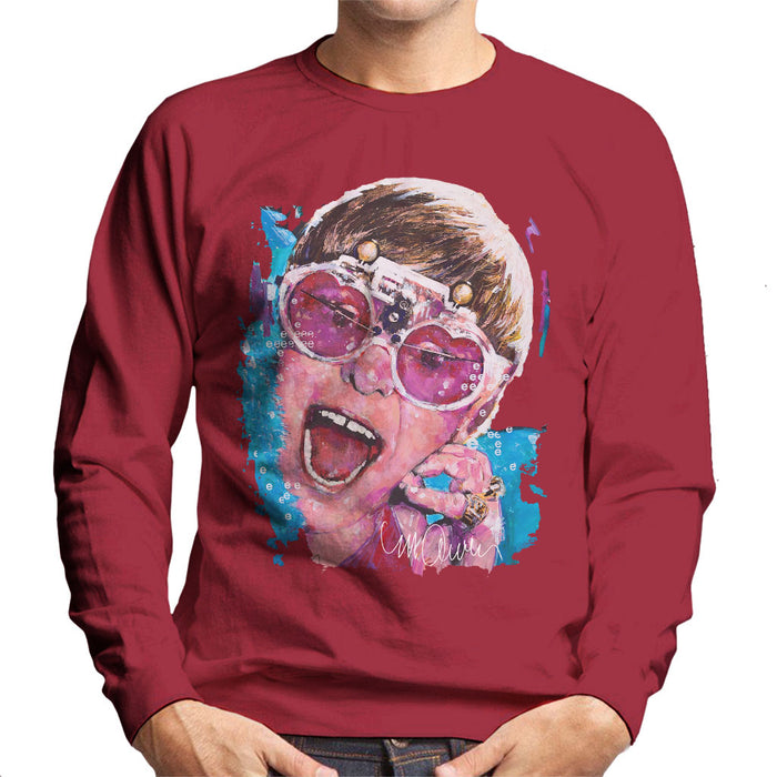 Sidney Maurer Original Portrait Of Elton John Pink Glasses Men's Sweatshirt