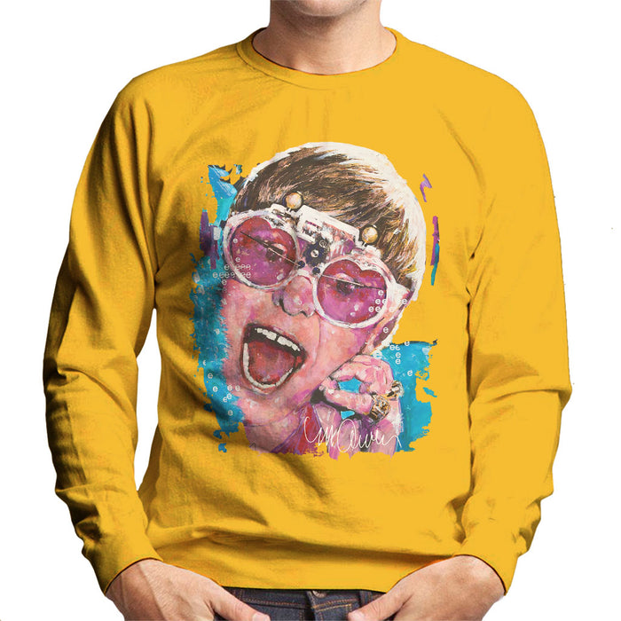 Sidney Maurer Original Portrait Of Elton John Pink Glasses Men's Sweatshirt