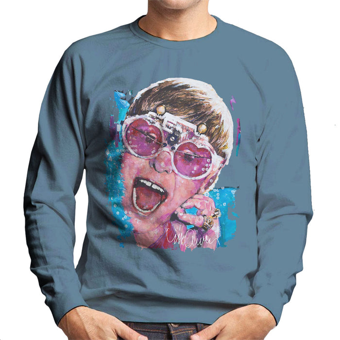 Sidney Maurer Original Portrait Of Elton John Pink Glasses Men's Sweatshirt