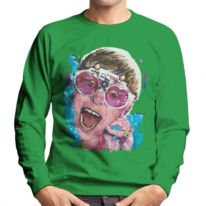 Sidney Maurer Original Portrait Of Elton John Pink Glasses Men's Sweatshirt