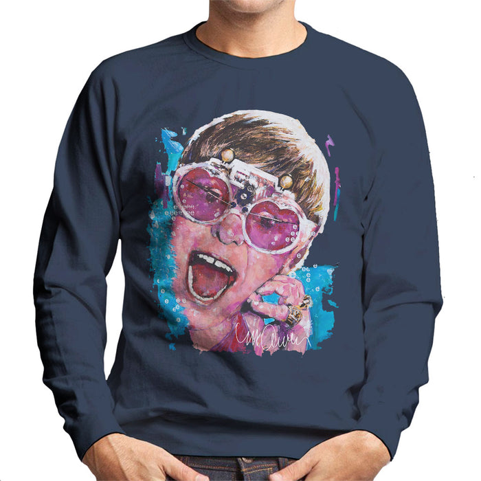 Sidney Maurer Original Portrait Of Elton John Pink Glasses Men's Sweatshirt