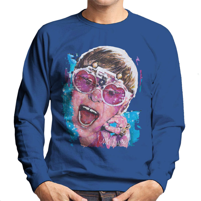 Sidney Maurer Original Portrait Of Elton John Pink Glasses Men's Sweatshirt