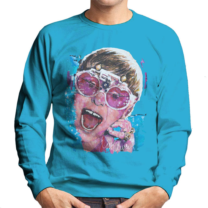 Sidney Maurer Original Portrait Of Elton John Pink Glasses Men's Sweatshirt